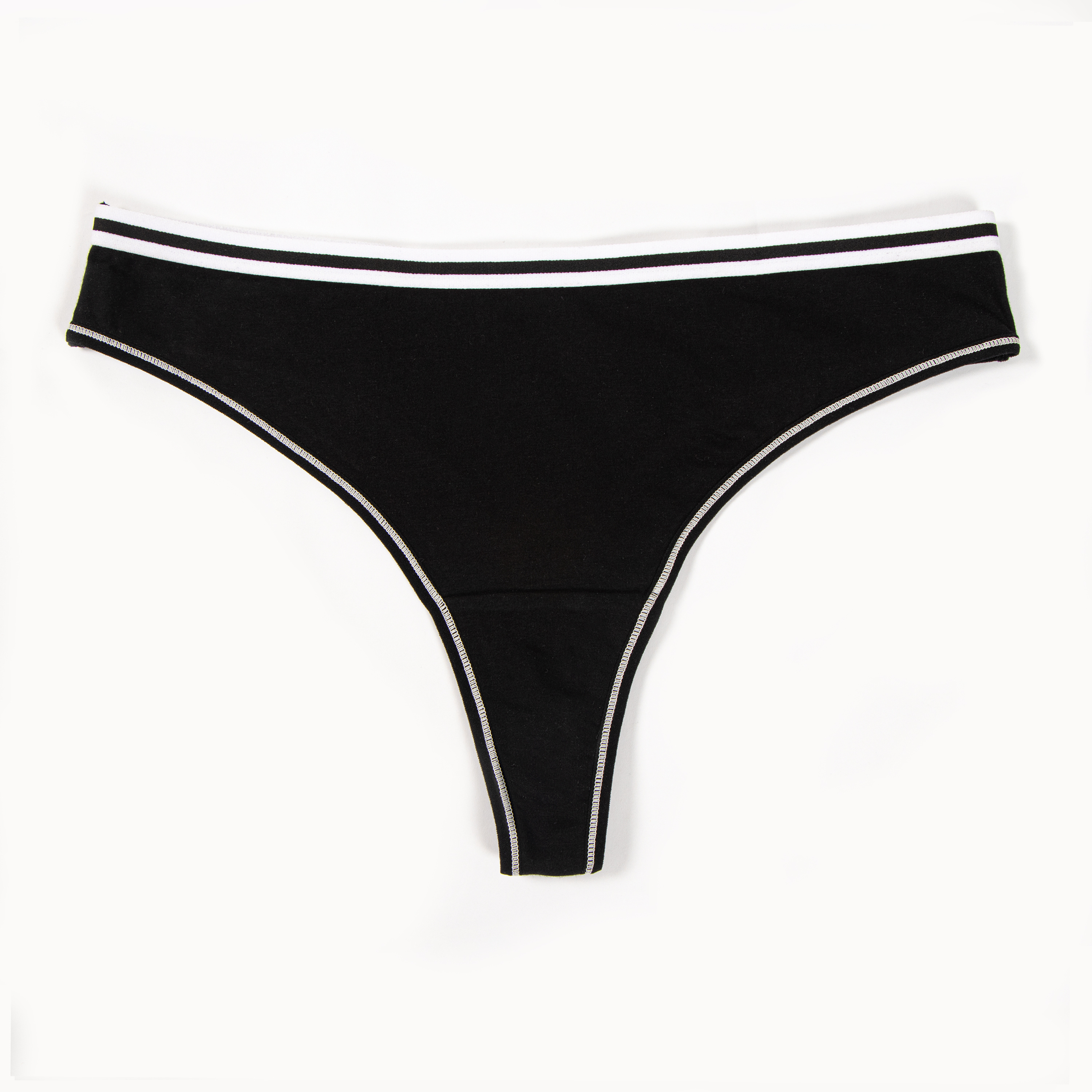 High quality Beautiful Waist Logo Black White Cotton Ladies Underwear Thongs For Women