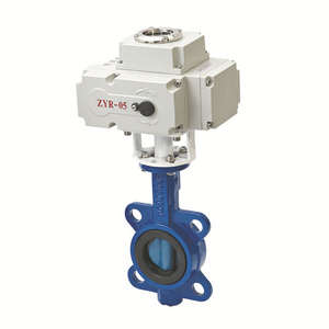 Automatic Motorized Actuator Rubber seal Dn150 Cf8 Disc Motor Operated Wafer Type Electric Flow Control Butterfly Valve