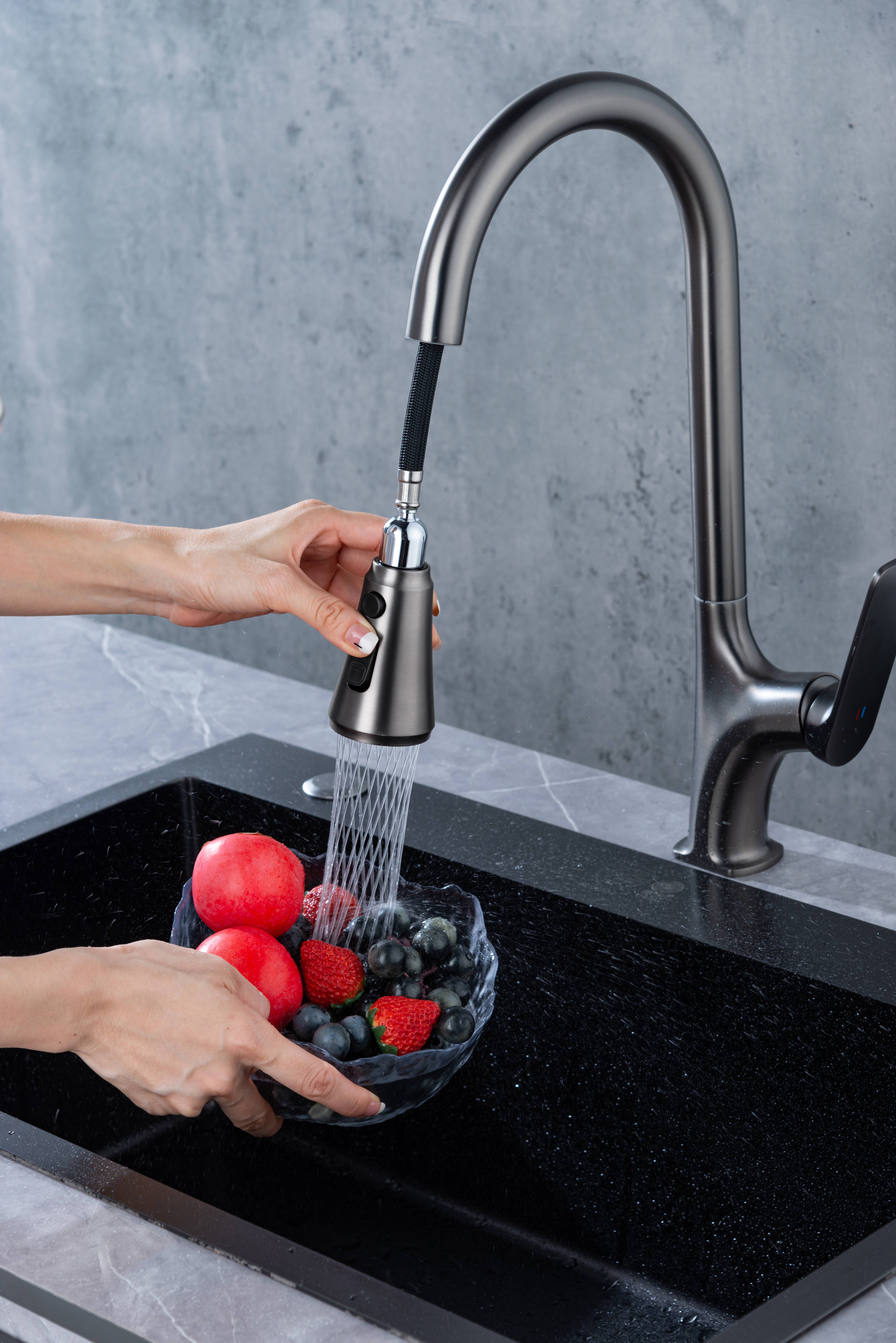 Electroplated color kitchen faucet Large Angle rotating hot and cold mixer Lift faucet Kitchen faucet