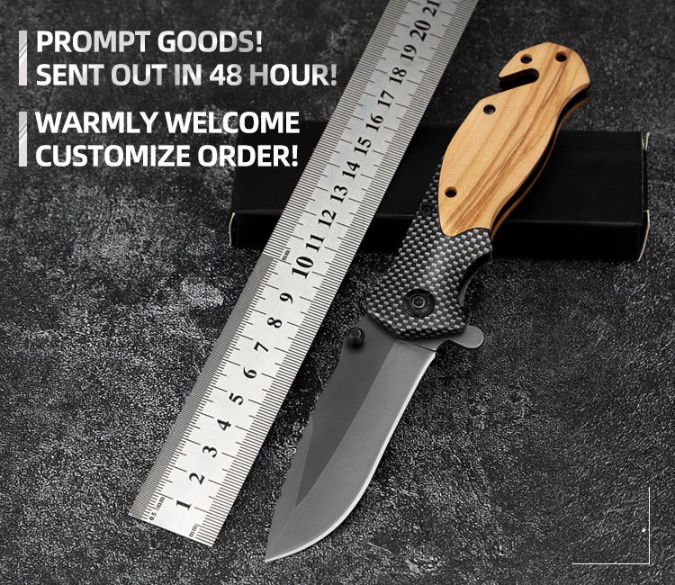 Wholesales X50 Olive wood handle camping pocket knife outdoor survival tactical folding pocket knife