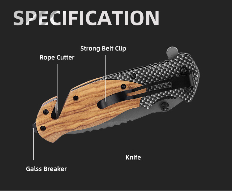 Wholesales X50 Olive wood handle camping pocket knife outdoor survival tactical folding pocket knife