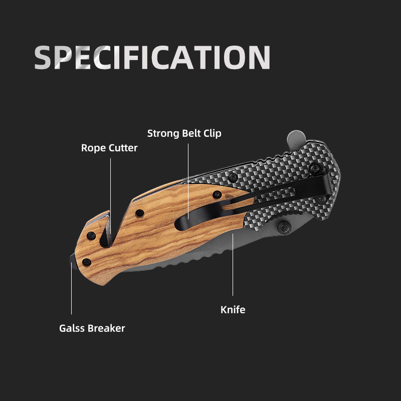 Wholesales X50 Olive wood handle camping pocket knife outdoor survival tactical folding pocket knife