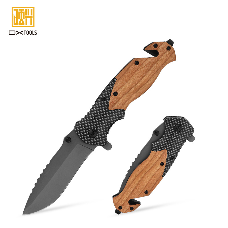 Wholesales X50 Olive wood handle camping pocket knife outdoor survival tactical folding pocket knife