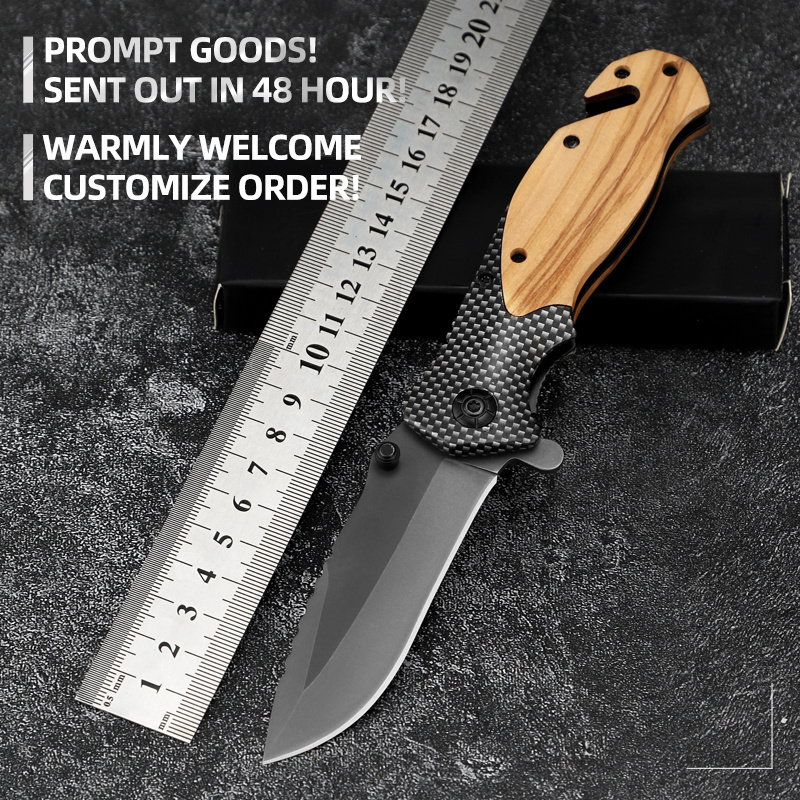 Custom multifunction tools olive wood handle hunting pocket knife outdoor camping survival tactical folding pocket knife