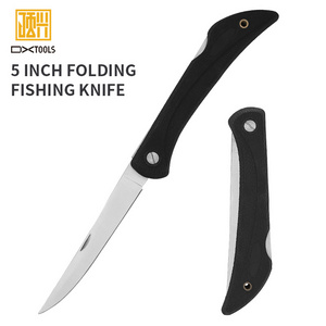 Fishing Series 5" Folding Fish Fillet Knife,  Stainless Steel Blade with TPR Handle , Fishing Fillet Knife for Meat,Black