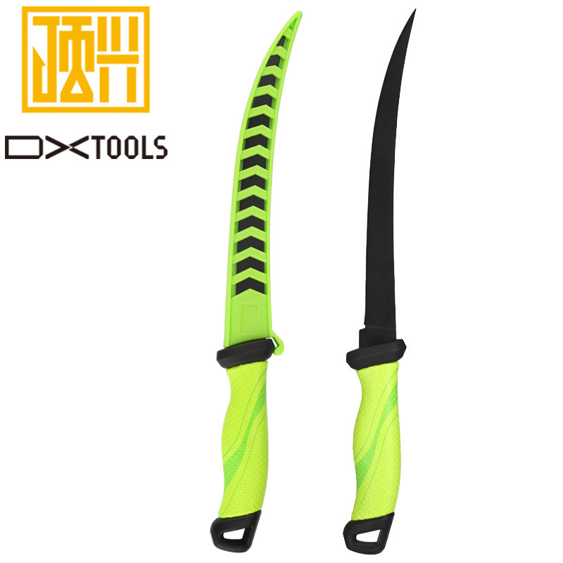 Sharp Stainless Steel Blade Closed Fish Fillet Knife Bait Knife Fishing Knife with Spoon and Nylon Sheath