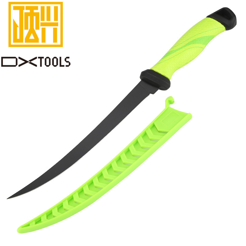 Sharp Stainless Steel Blade Closed Fish Fillet Knife Bait Knife Fishing Knife with Spoon and Nylon Sheath