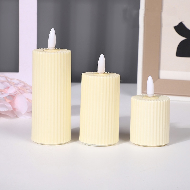 Pillar 3d Real Flame Electric Candle Led Bulb Plastic Candles Led Flickering Flameless Candles With Moving Flame