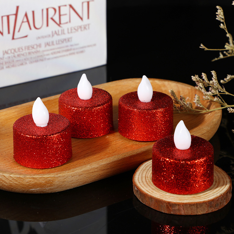 Wholesale Red Glittering Tea lights Wedding Decorative Lights LED Tea Candle Light With Battery For Decoration