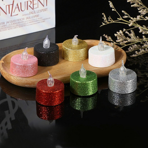 Gold/Sliver Glitter Flickering Flameless Mini Tea Light Candles Warm White Electric Tealight Golden With Battery