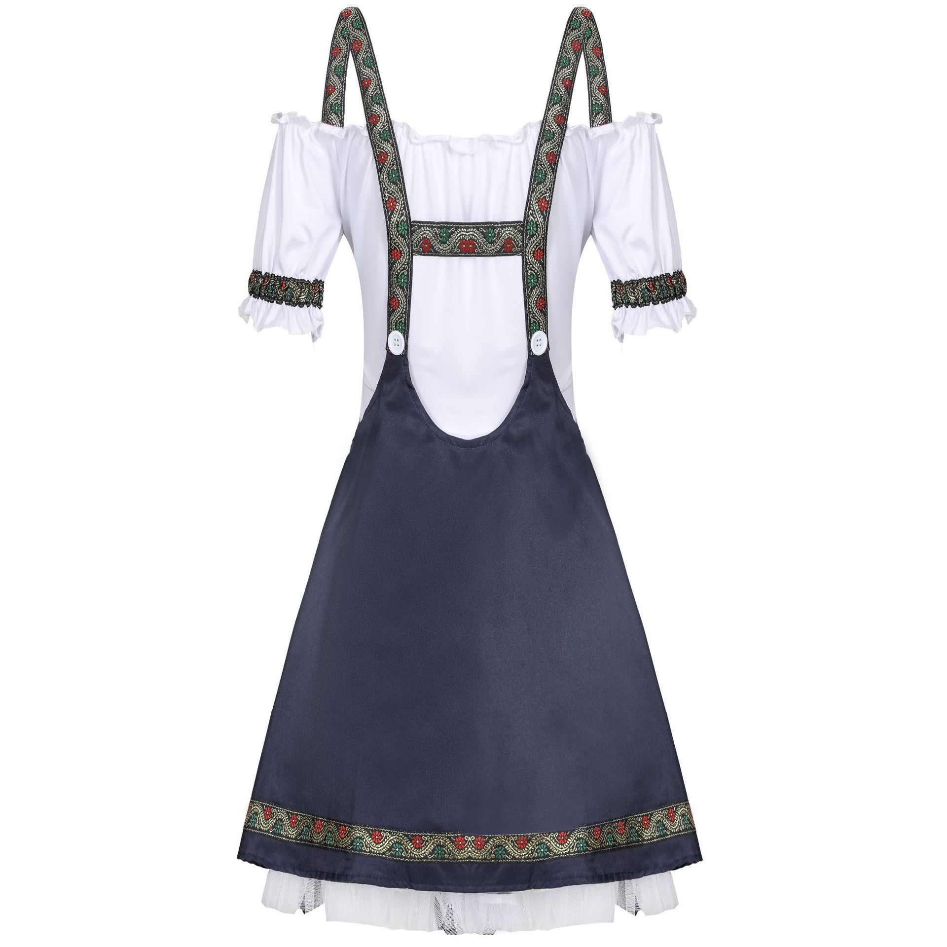 Carnival Germany Oktoberfest Vintage Floral Maid Suspender Skirt Bavarian Traditional Beer Festival Waitress Costume