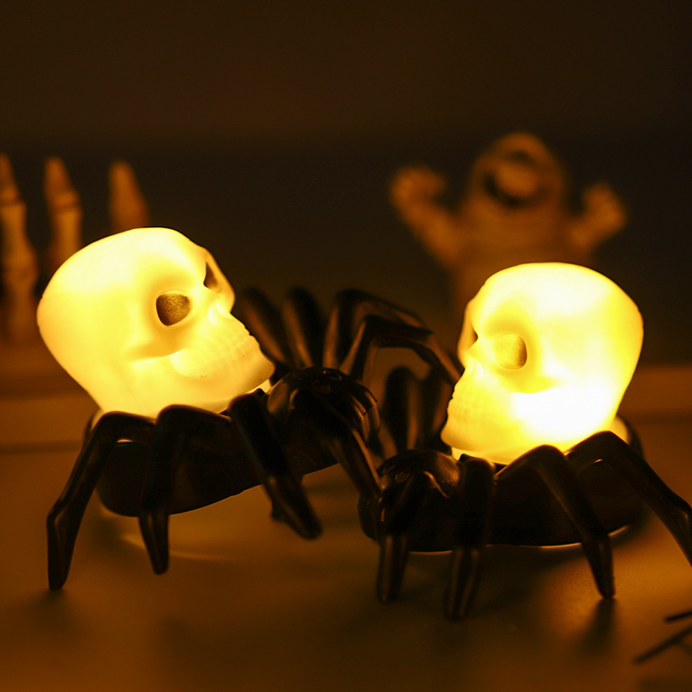 2024 Halloween  Flameless Spider Pumpkin Flickering Battery Powered Mini Tea Light Spider Candle Lamp Home Decor