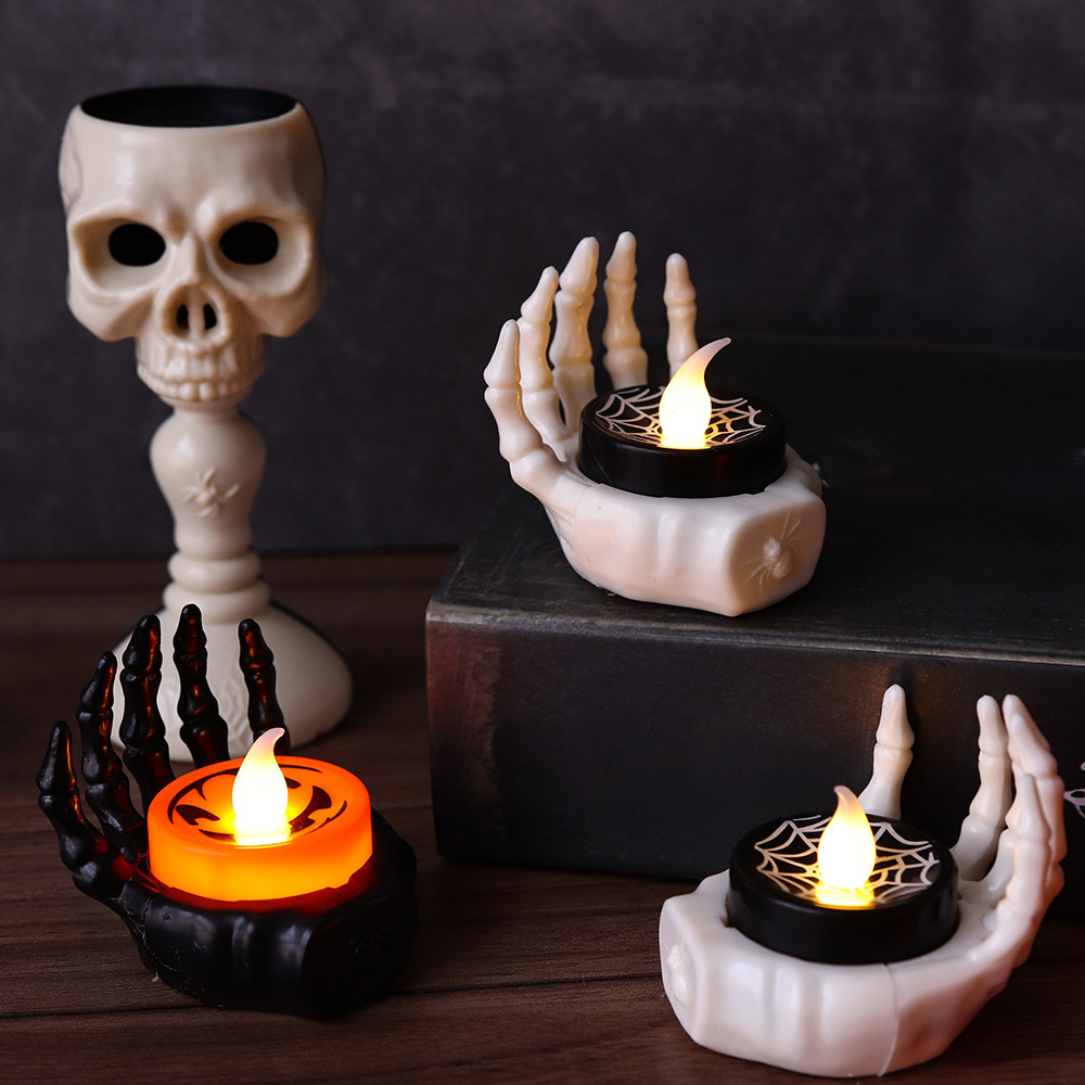 LED Candle Light Palm Hand Pumpkin Lamp Flickering Flameless Battery Lights Flashing Electric Candles Halloween Party Decoration