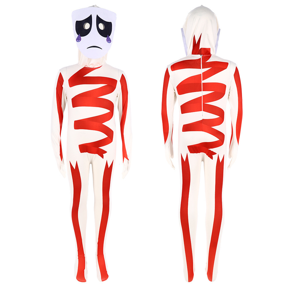 The Amazing Digital Circus Cosplay Jumpsuit White Black Gangle Costume  Kids Adult Bodysuit With Mask For Halloween Party