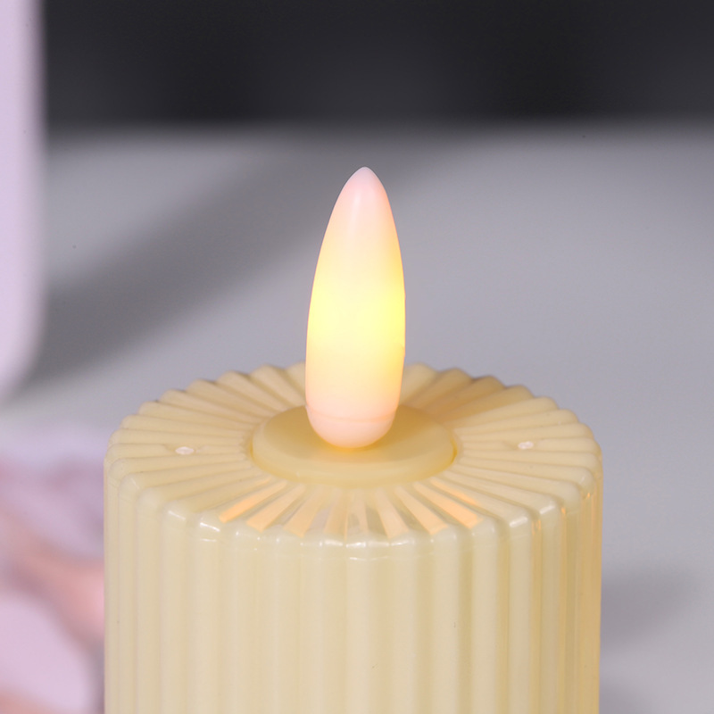 Pillar 3d Real Flame Electric Candle Led Bulb Plastic Candles Led Flickering Flameless Candles With Moving Flame