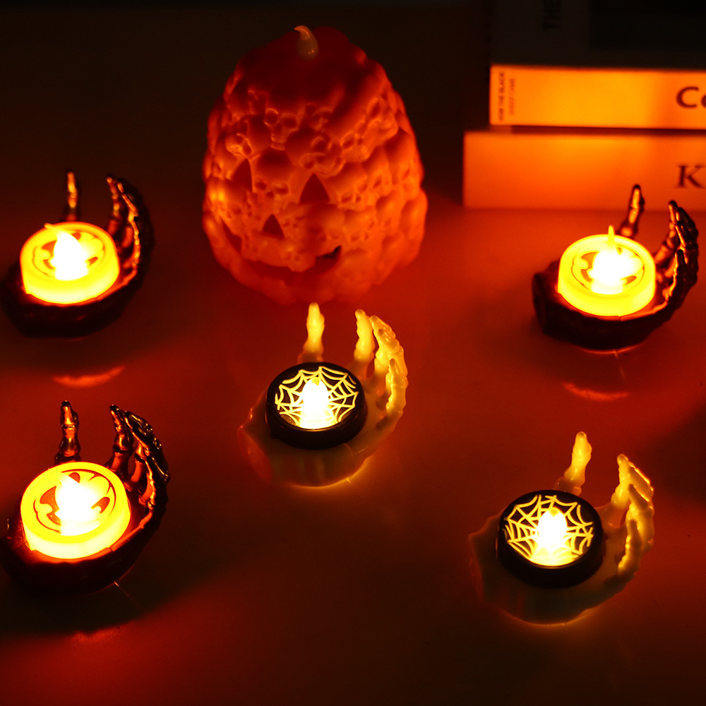 LED Candle Light Palm Hand Pumpkin Lamp Flickering Flameless Battery Lights Flashing Electric Candles Halloween Party Decoration