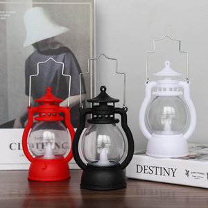 Retro Hanging LED Lantern Lamp Outdoor Small Christmas Led Tea Candles Light With Battery For New Year Party Home Decoration