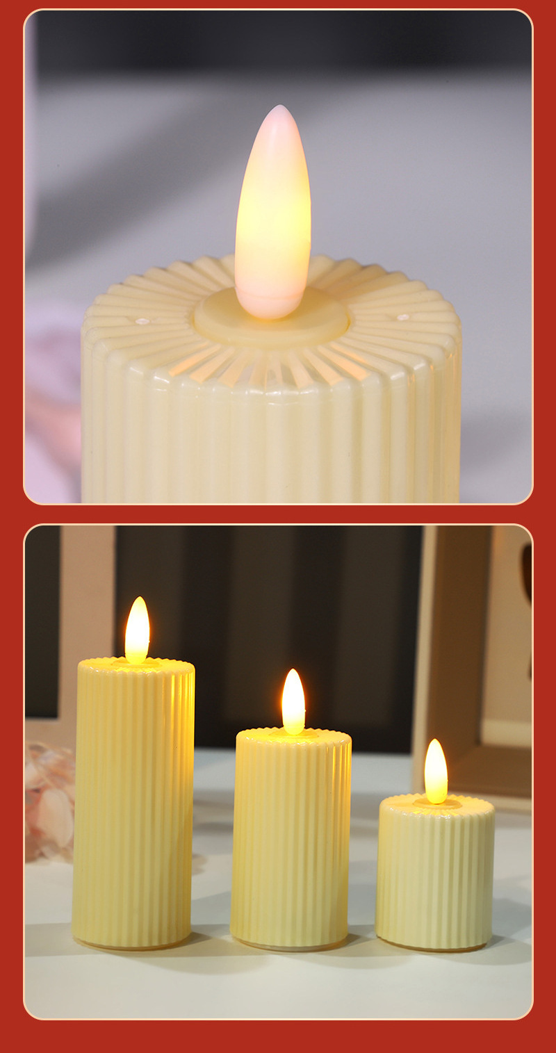 Pillar 3d Real Flame Electric Candle Led Bulb Plastic Candles Led Flickering Flameless Candles With Moving Flame