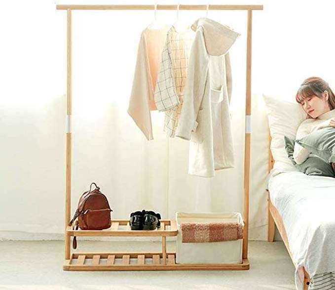 Modern simple floor hanging clothes rack Bedroom foyer multi-functional combination porch hangers