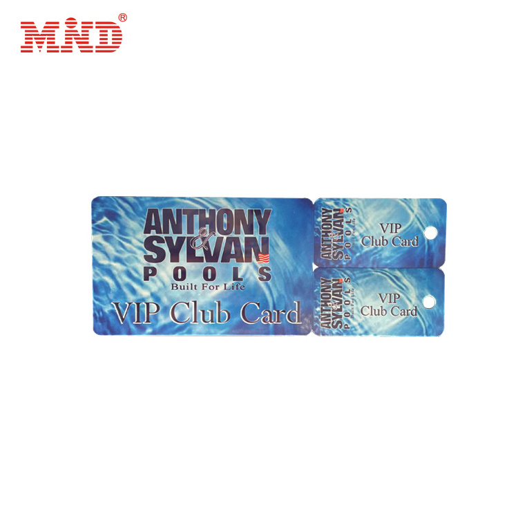 CMYK Printing PVC Barcode Triple 3-up Key Tag Combo Chip Card With Barcode