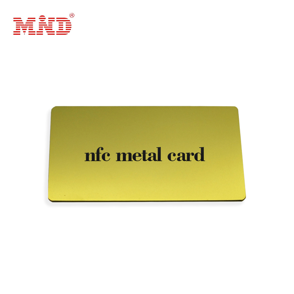 Laser Engraving 24k Gold Plated Nfc Card 13.56mhz Ntag213/ 215/216 Metal Card Nfc Metal Business Card Blank With Nfc