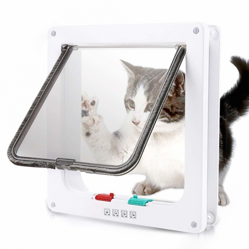 Hot Sale Cat Door Flap Large 4 Way Locking for Interior Exterior Doors, Weatherproof Pet Door for Cats Doggie Easy Installation