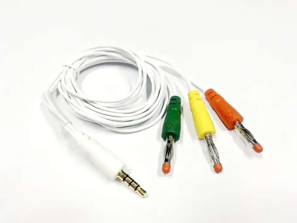 3.5mm audio jack connector 3 lead ECG Cable with banana plug