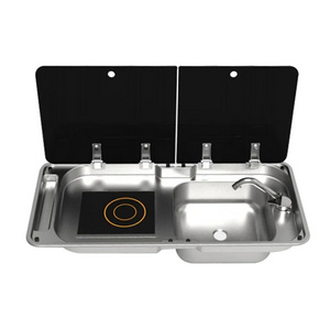 Custom Durable Stainless Steel Camper Van Caravan Trailer Motorhome RV Sink with Induction Cook Top Cooker Stove