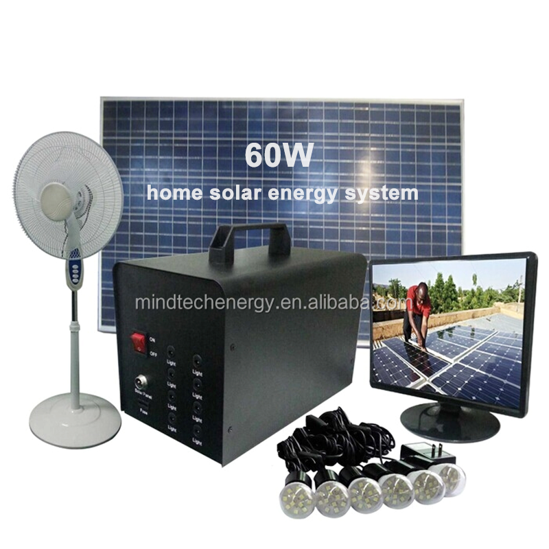 40W 60W Off-Grid Home Power Solar Energy System with mono crystalline Solar Panel and Lithium Battery Solar Lighting Kit