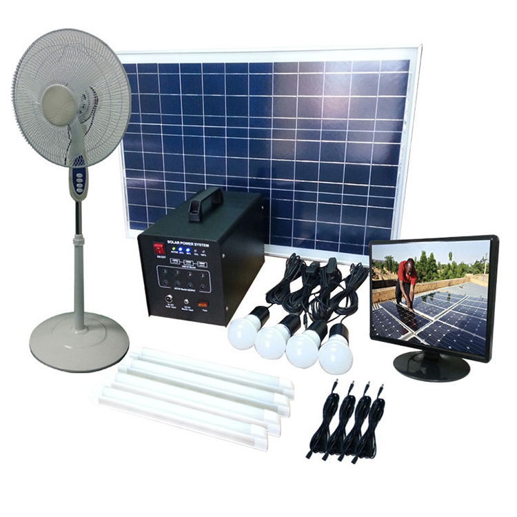 40W 60W Off-Grid Home Power Solar Energy System with mono crystalline Solar Panel and Lithium Battery Solar Lighting Kit