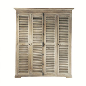 Vintage Style 4 Shutter Door Wardrobe Bedroom Furniture Cremone Bolt Cupboard for Bedroom Closet Cabinet