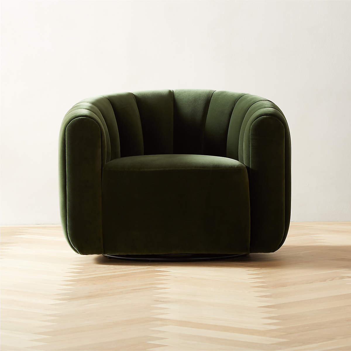 Green Velvet Swivel Accent Chair Channeled Single Sofa Luxury Occasional Armchairs Living Room Hotel Use