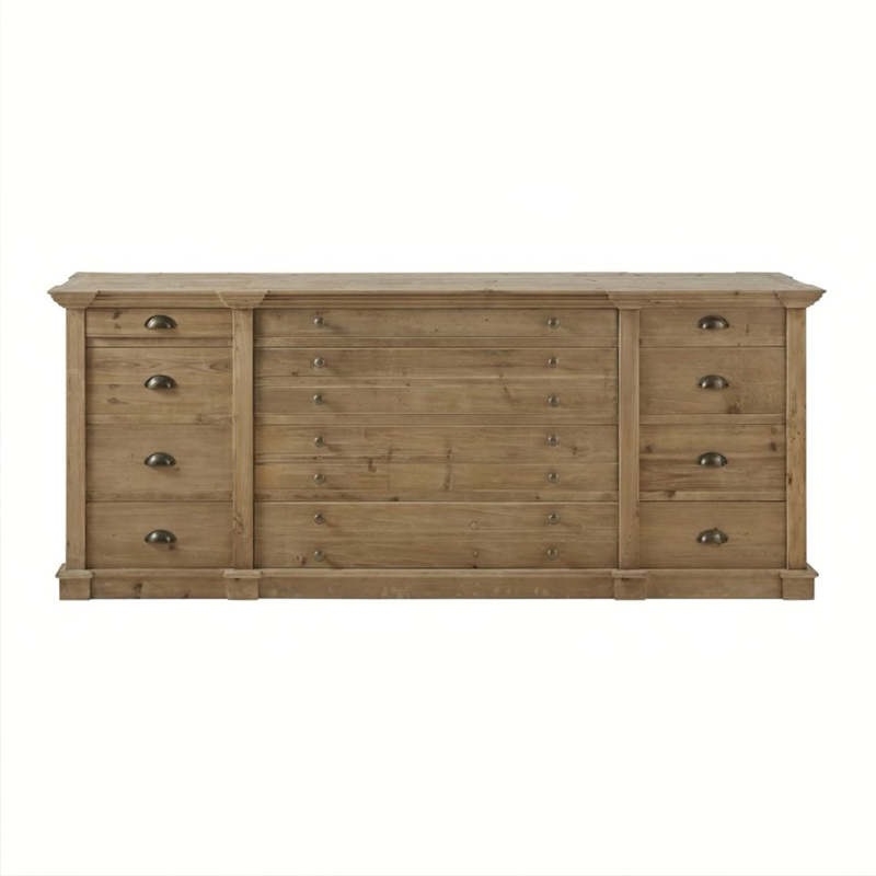 French Antique Reclaimed Wood Drawer Storage Cabinet Living Room Bedroom Sideboard Furniture with Multiply Drawers