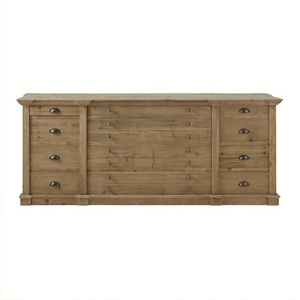 French Antique Reclaimed Wood Drawer Storage Cabinet Living Room Bedroom Sideboard Furniture with Multiply Drawers