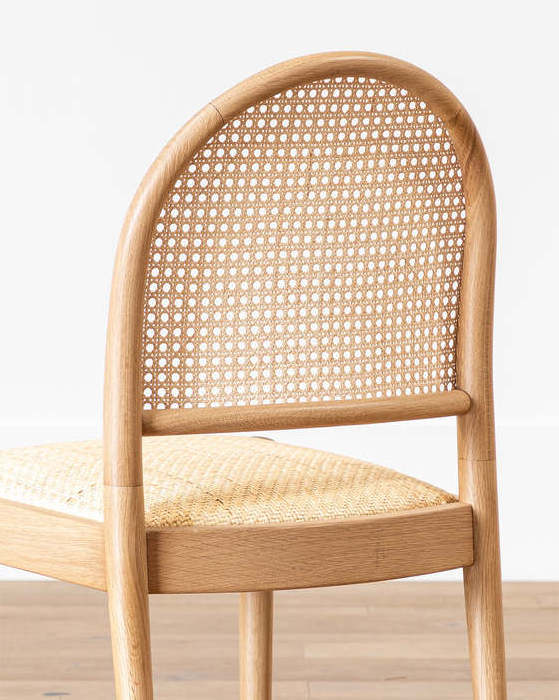 Natural Rattan Woven Seat and Arched Back Oak Dining Chair