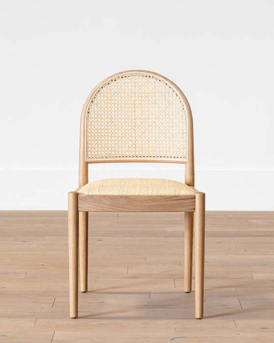 Natural Rattan Woven Seat and Arched Back Oak Dining Chair