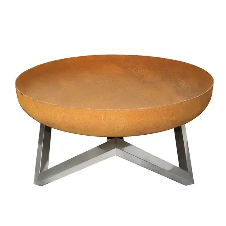 Outdoor Dining Table With Top Metal Rusty Fire Pits Ring Fireplace Wood Round Metal Patio Furniture Firepit