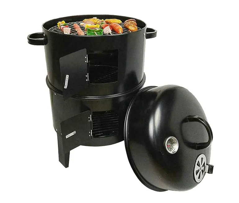 3 in 1 Smokeless 3 layers Tower Barrel Charcoal barbecue Grill Smoker