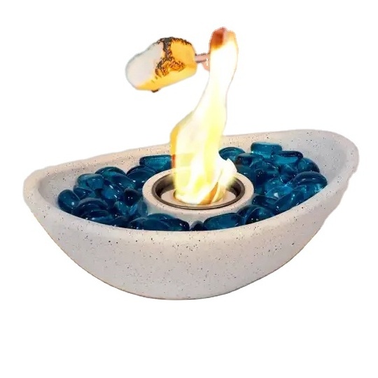 Small Indoor Concrete Tabletop Fire Pit Smokeless Fire Pit Premium Portable Fire Bowl Mini Ethanol Fireplace