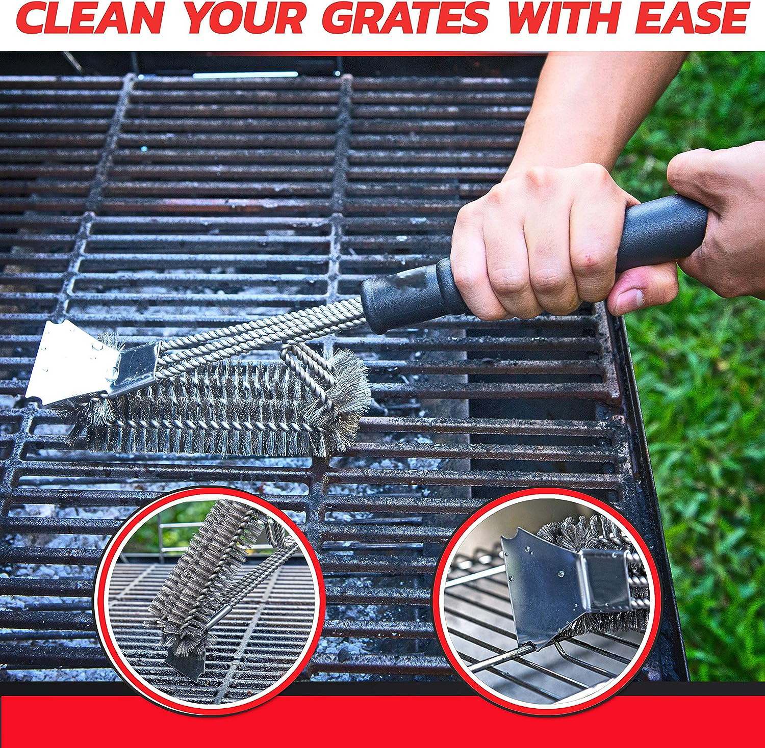 Non Stick Heat Resistance Heavy Duty Safe Grill Brushes And Scraper Grill Cleaner Brush Grill Accessories