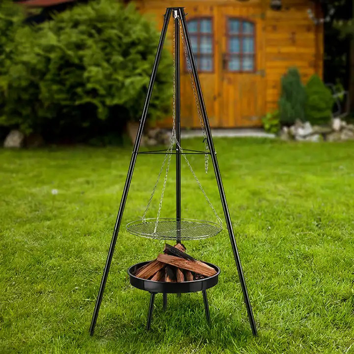 High Quality Barbecue Charcoal Grills Hanging Fire Pit Outdoor Steel Tripod Hanging Bbq Grill