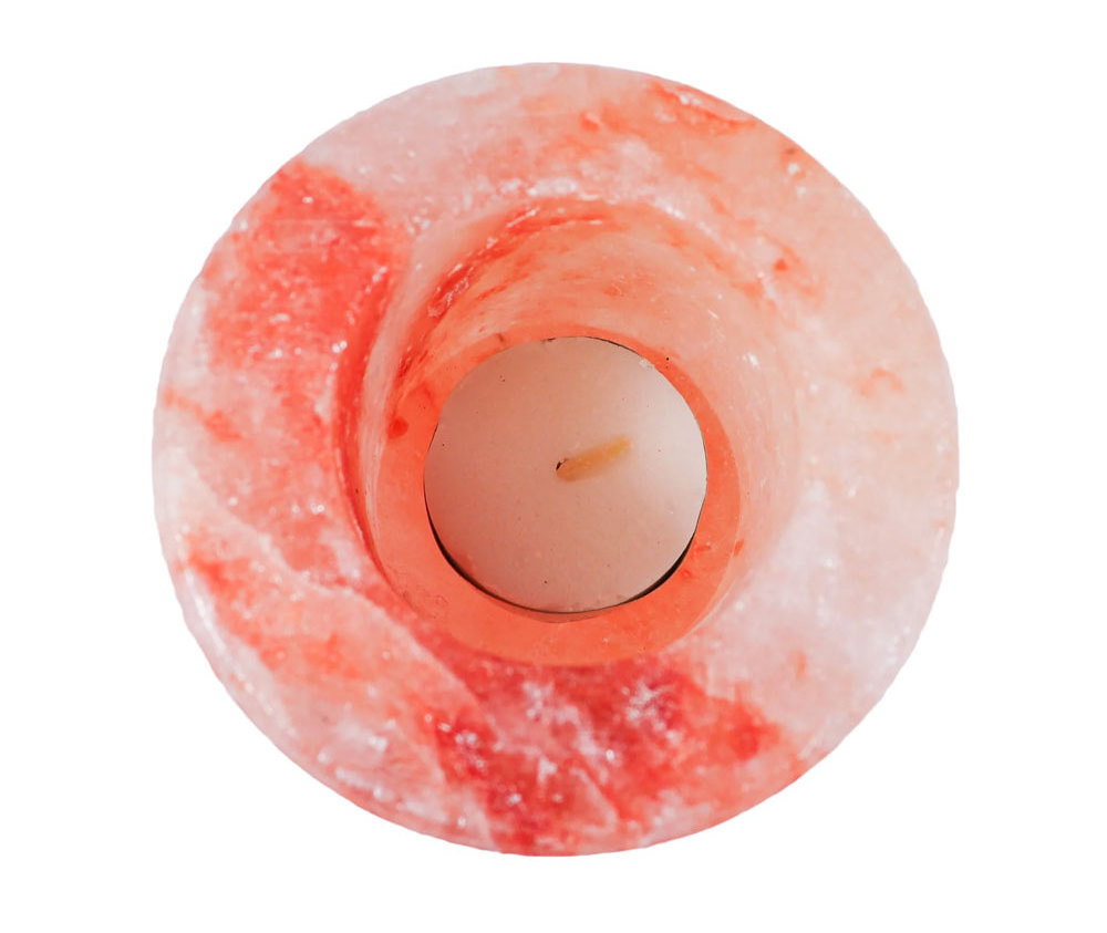 Himalayan Salt Candle Holder Cylinder shape Himalayan Salt Tea Light Natural Crystal Pink Salt Candle Holder