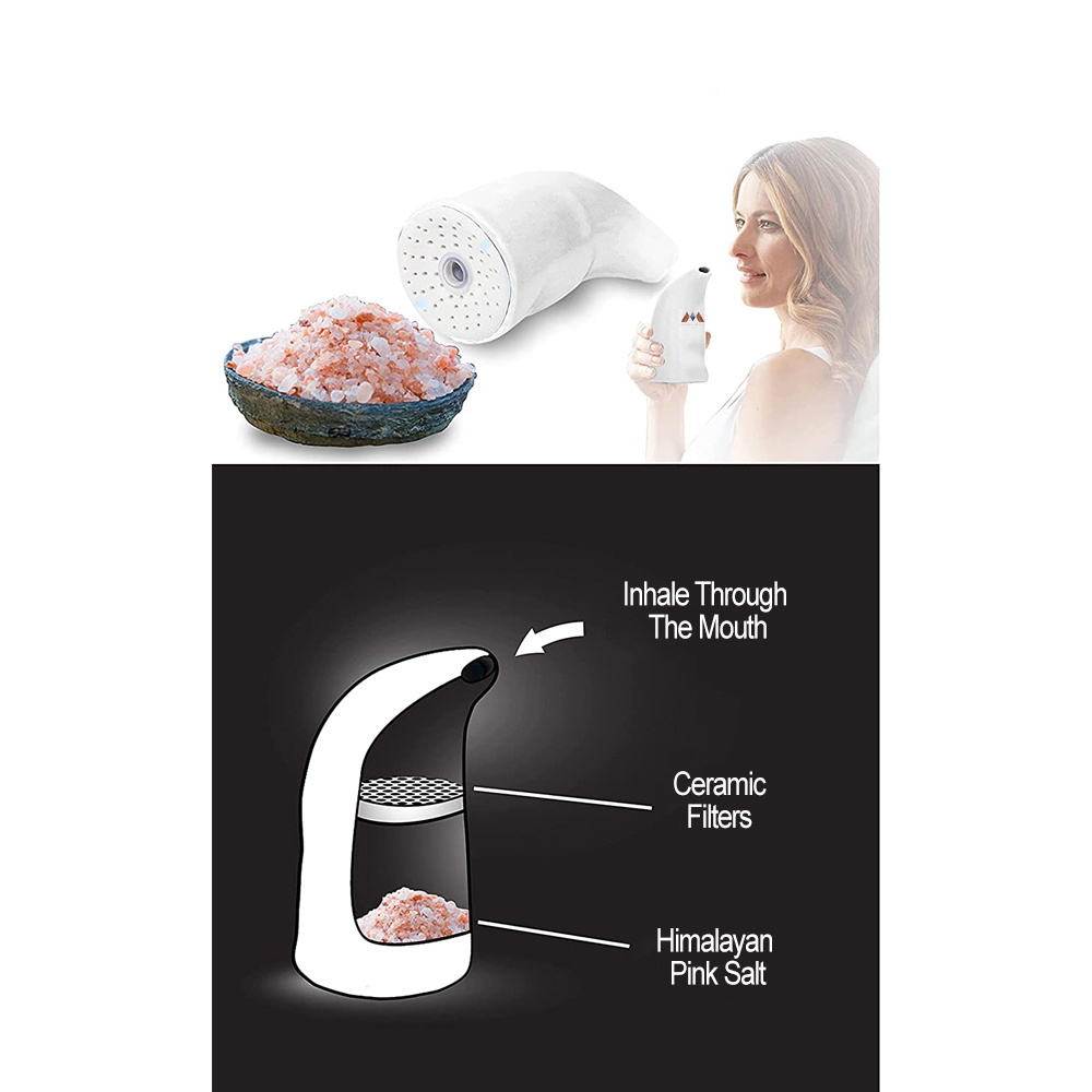 Himalayan salt inhaler Easy to Use Ceramic and Includes Pure Himalayan salt Refillable Himalayan salt inhaler