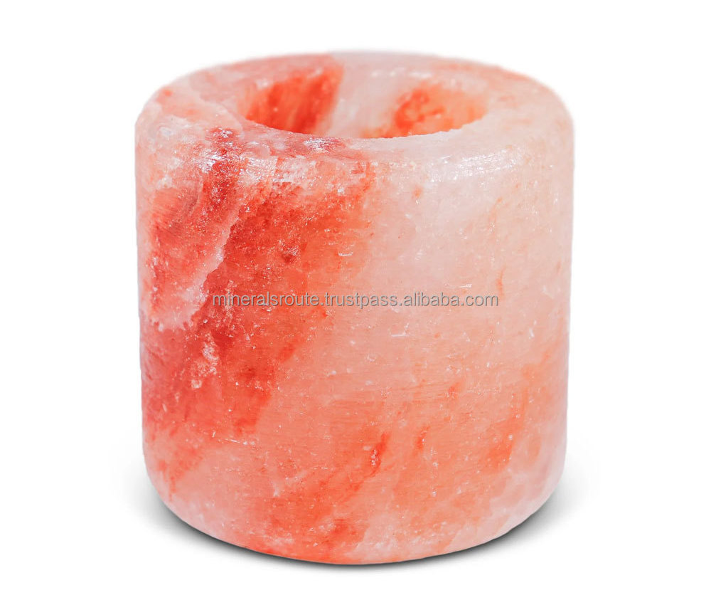 Himalayan Salt Candle Holder Cylinder shape Himalayan Salt Tea Light Natural Crystal Pink Salt Candle Holder