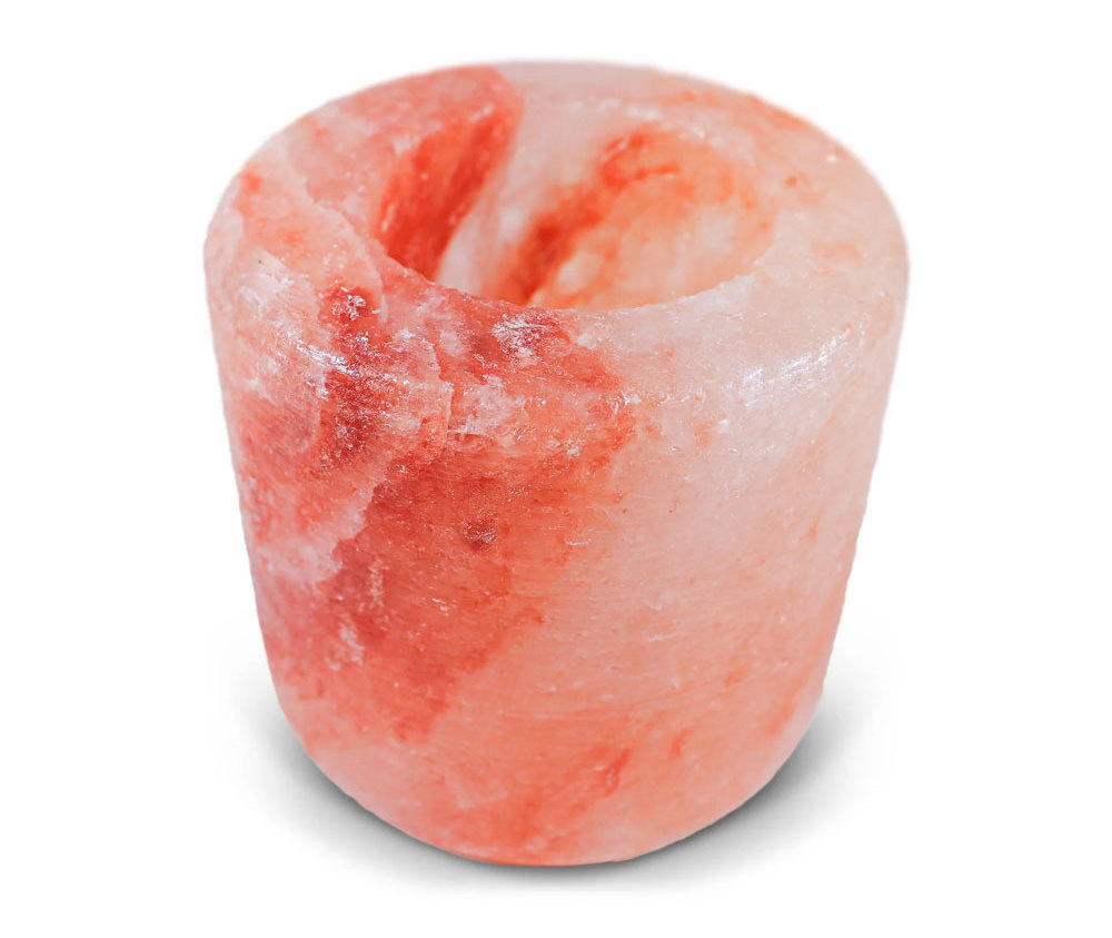 Himalayan Salt Candle Holder Cylinder shape Himalayan Salt Tea Light Natural Crystal Pink Salt Candle Holder