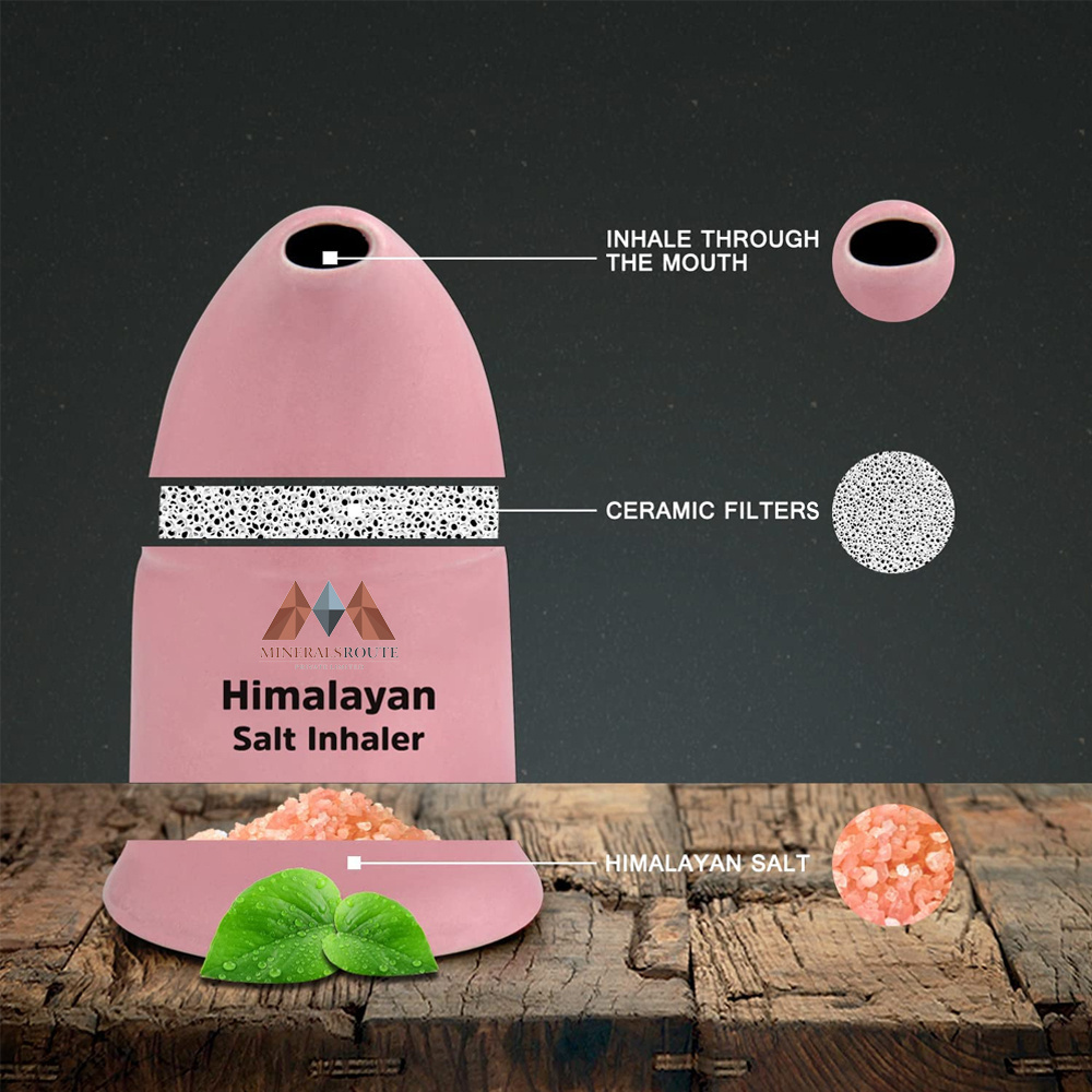 High Quality Himalayan Pink Salt Ceramic Smelling Petite Crystal Salt Inhaler with Low Price best Himalayan salt inhaler