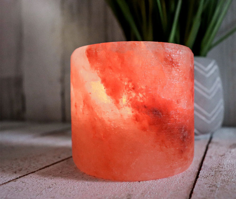 Himalayan Salt Candle Holder Cylinder shape Himalayan Salt Tea Light Natural Crystal Pink Salt Candle Holder