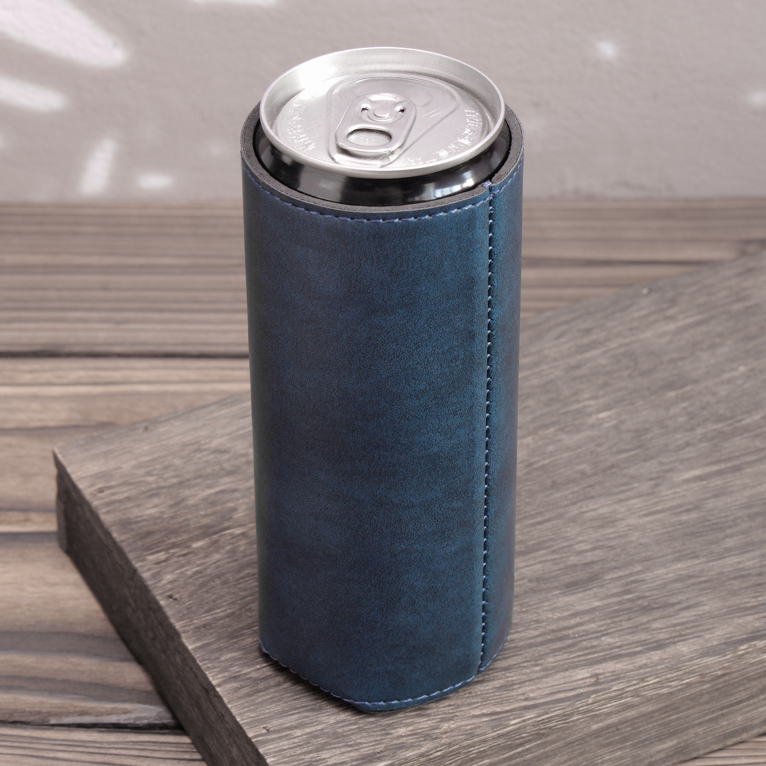 New Support Laser Beverage Custom Blanks Leather Slim Can Holder Cooler