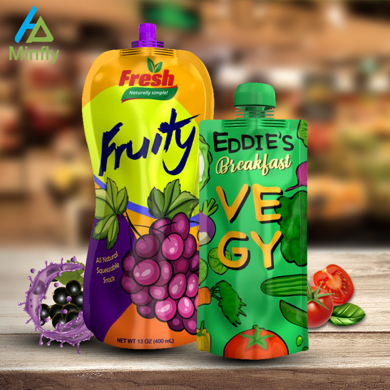 Minfly Digital Printing Custom Plastic Stand Up Laundry Detergent Spout Pouch Doypack Empty Resealable Juicy Fruit Edible Bags