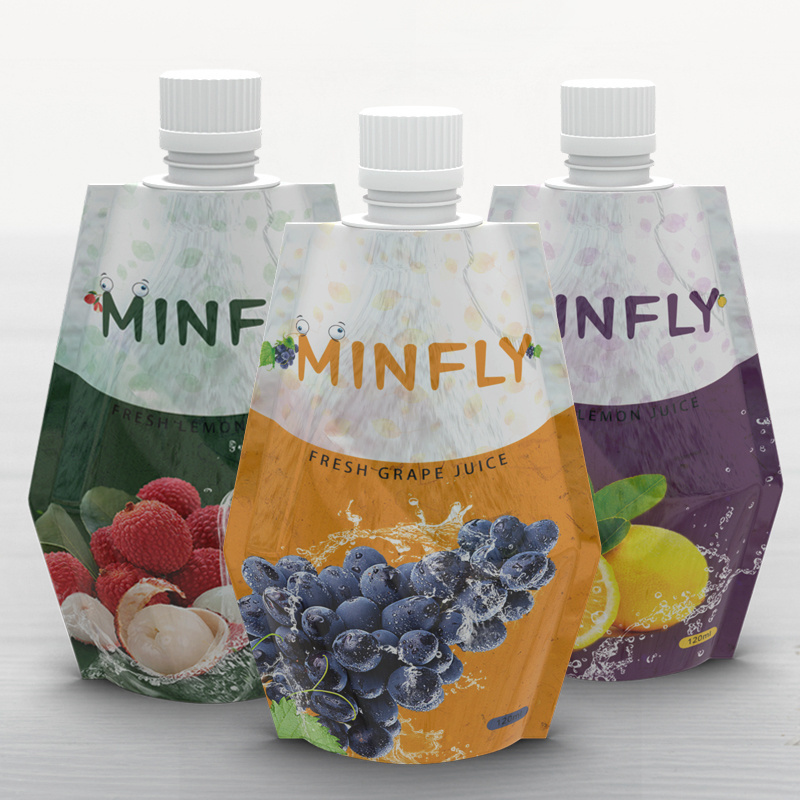 Minfly Digital Printing Custom Plastic Stand Up Spout Pouch Empty Resealable Juicy Fruit Edible Bags